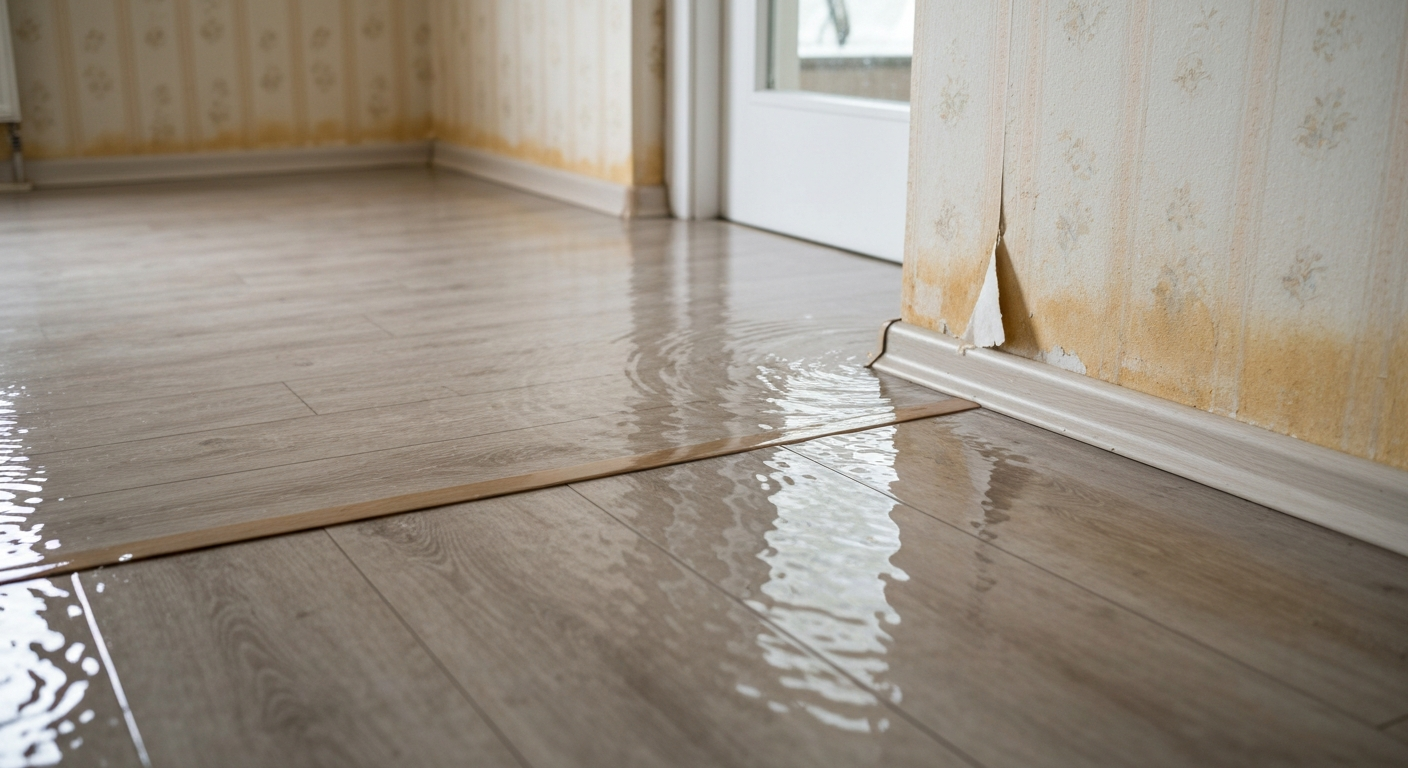 Clean water damage from a pipe leak inside a home