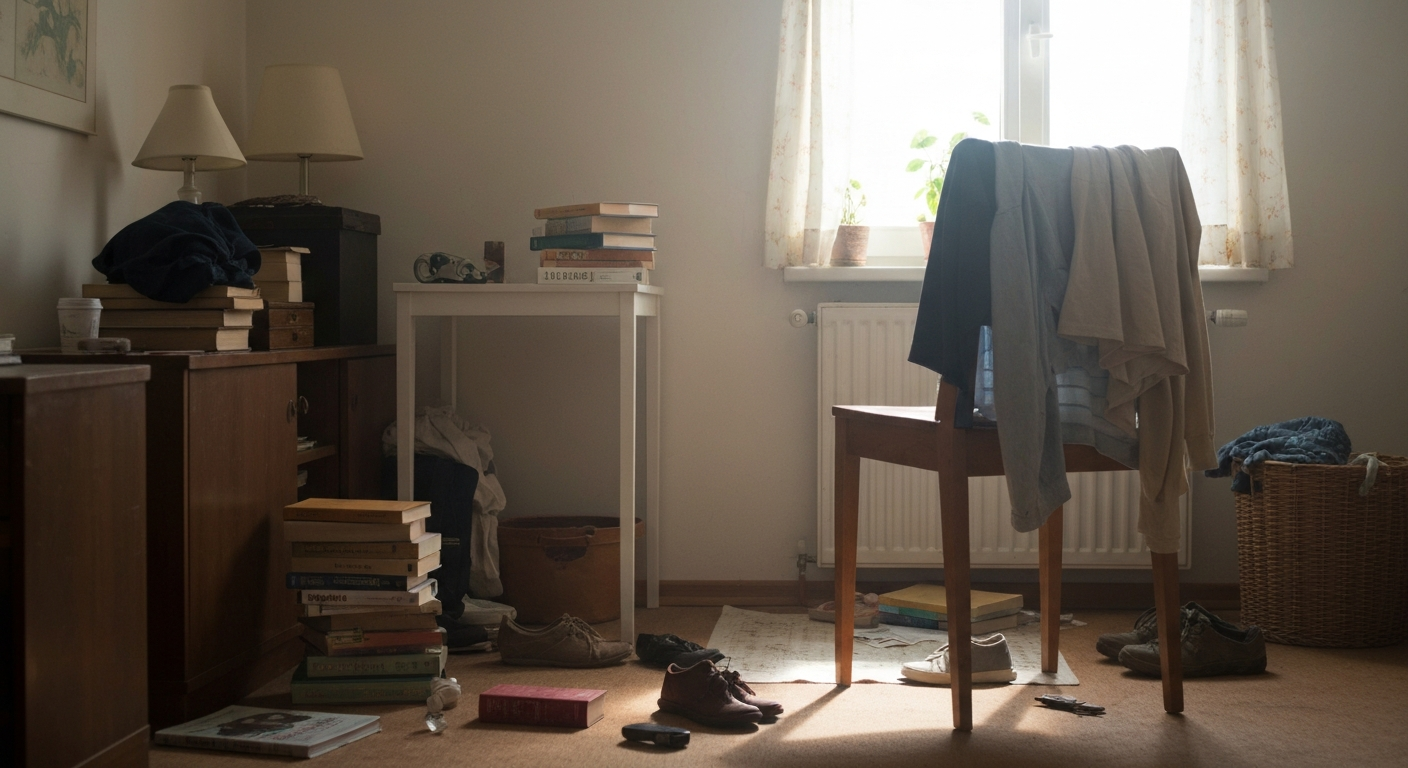 A moderately cluttered room emphasizing the challenge without being extreme