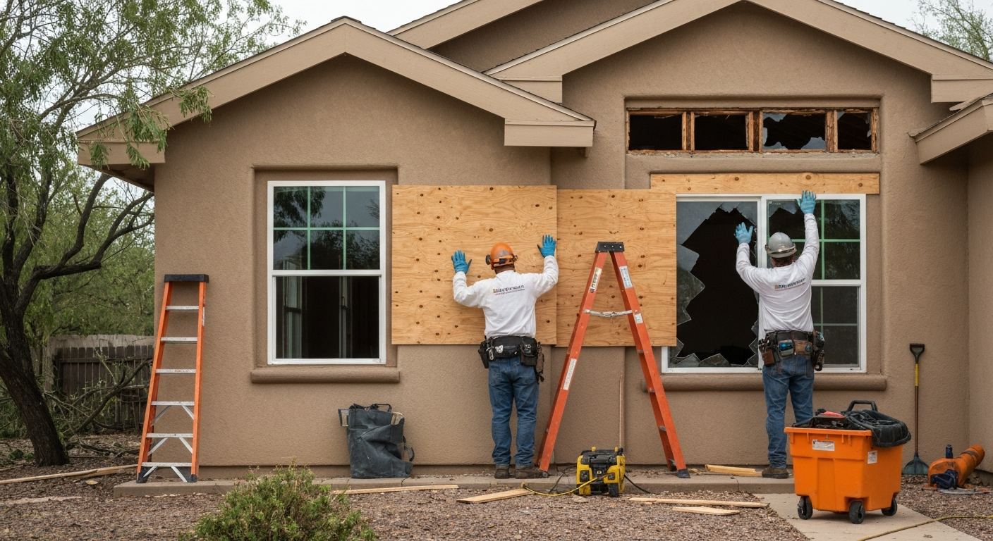Emergency storm damage repair crew in Tucson
