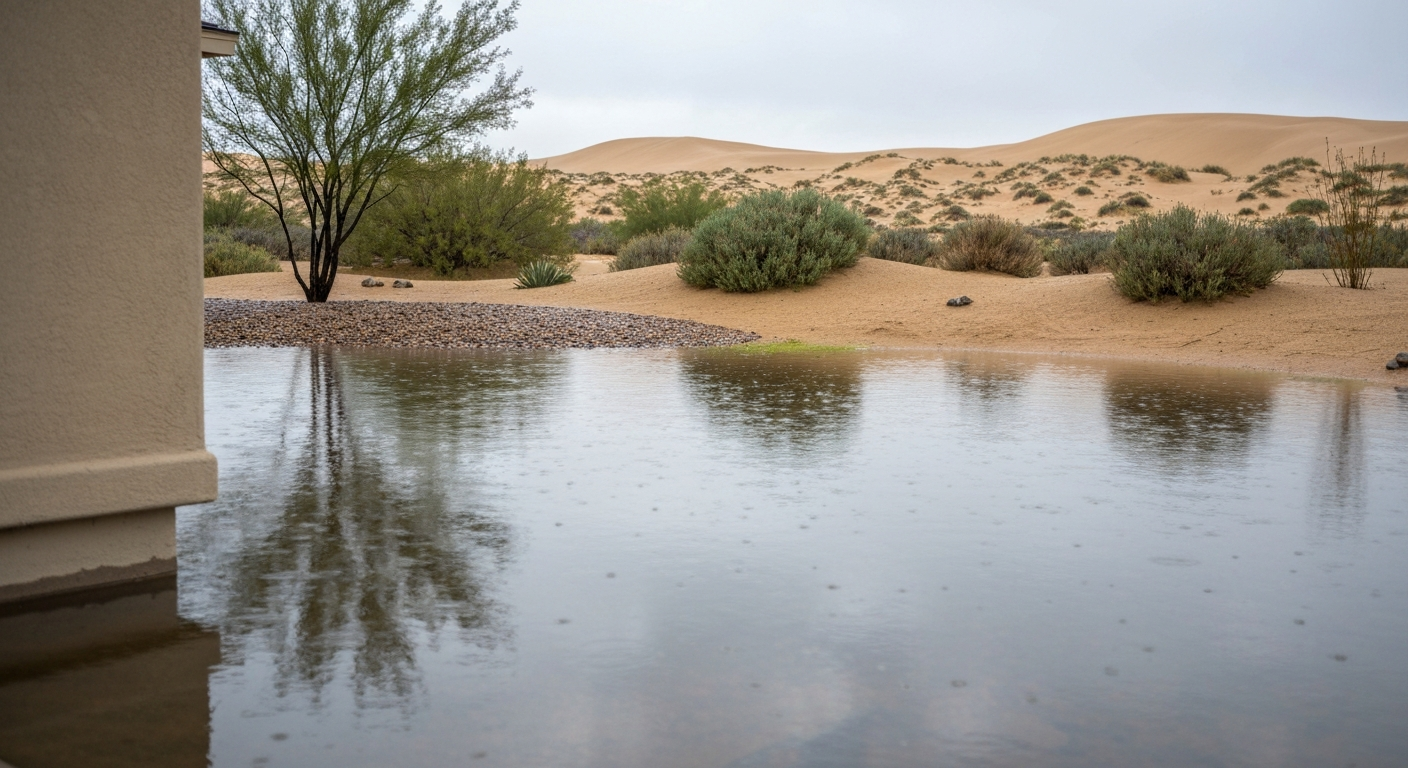 Water pooling around a home foundation
