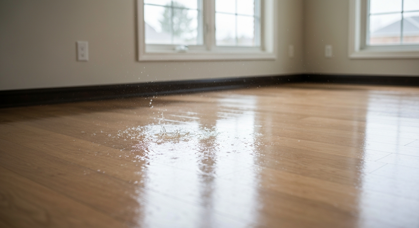 Water spreading across flooring